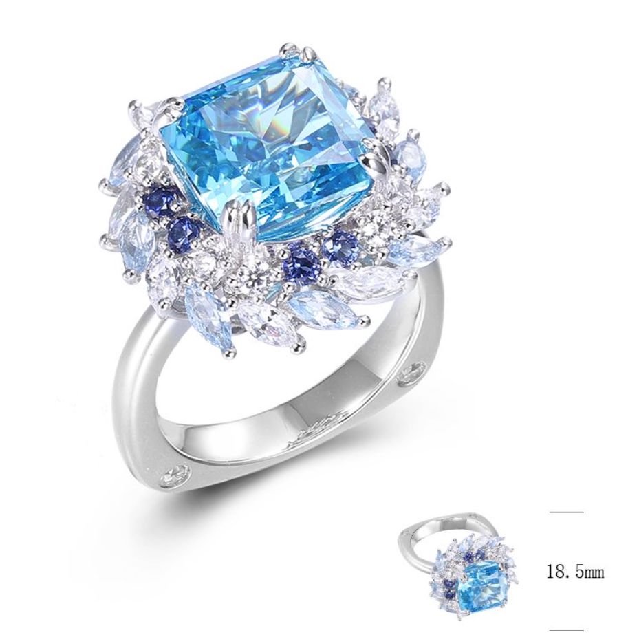 BG01477, Ladies' Moissanite Ring, S925, Rhodium Plated, White, 8.63g