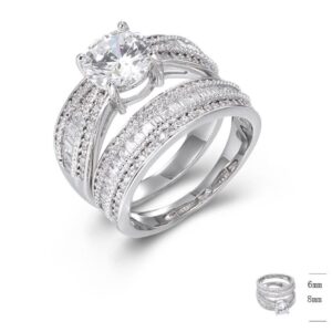 SJ44050, Ladies' Moissanite Ring, S925, Rhodium Plated, White, 3.98g