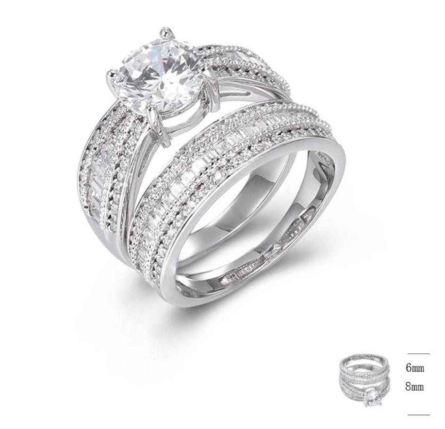SJ44050, Ladies' Moissanite Ring, S925, Rhodium Plated, White, 3.98g