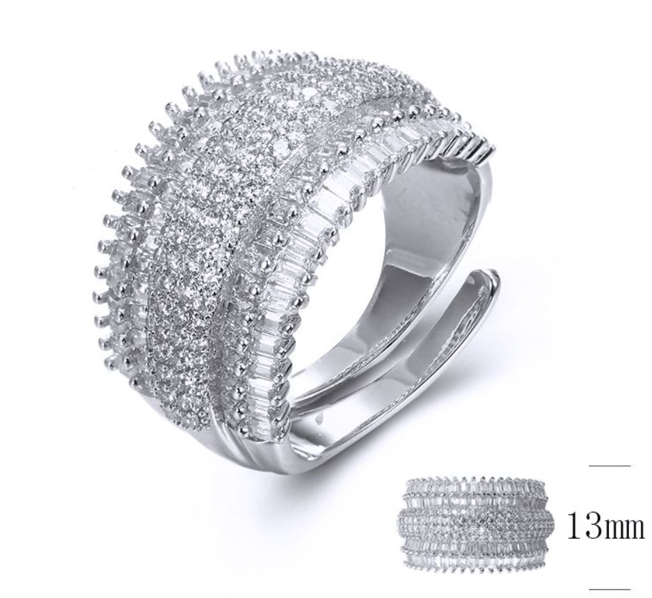 SJ34321, Ladies' Moissanite Ring, S925, Rhodium Plated, White, 5.55g