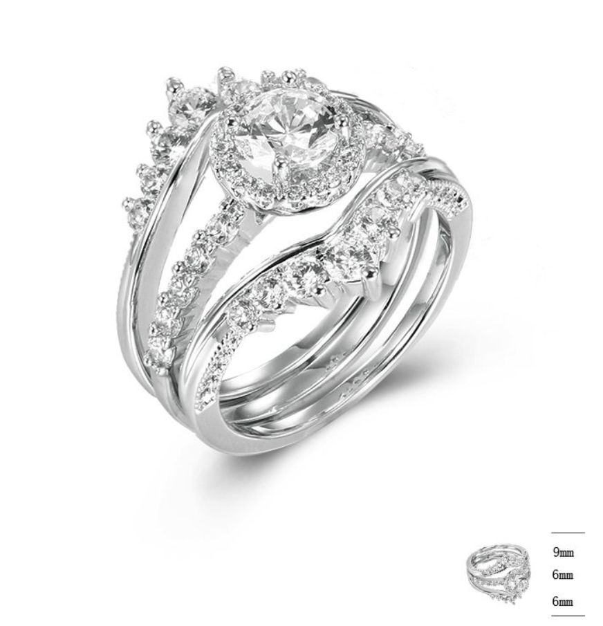 SJ43761, Ladies' Moissanite Ring, S925, Rhodium Plated, White, 6.6g