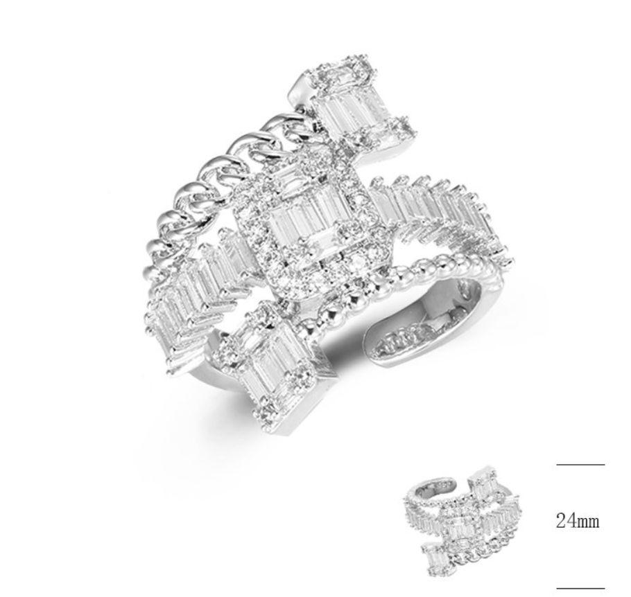 SJ42628, Ladies' Moissanite Ring, S925, Rhodium Plated, White, 4.96g