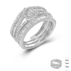 SJ45597, Ladies' Moissanite Ring, S925, Rhodium Plated, White, 5.96g