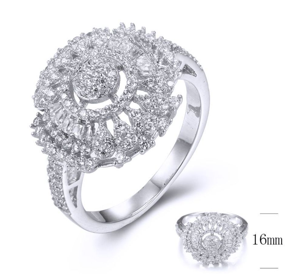 SJ35826, Ladies' Moissanite Ring, S925, Rhodium Plated, White, 3.64g