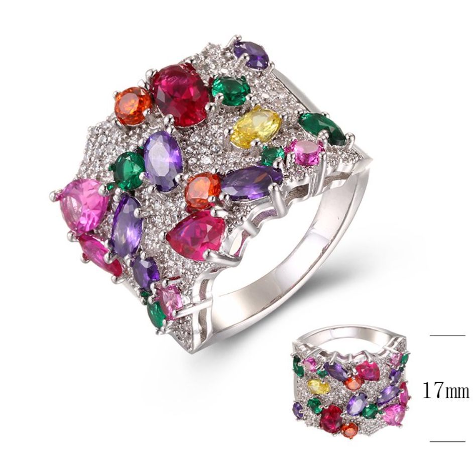 SJ39099, Ladies' Moissanite Ring, S925, Rhodium Plated, White, 8.81g