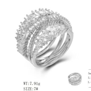 SJ48125, Ladies' Moissanite Ring, S925, Rhodium Plated, White, 7.64g
