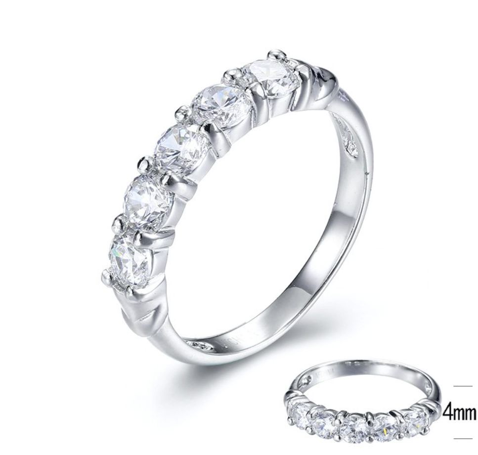 SJ30445, Ladies' Moissanite Ring, S925, Rhodium Plated, White, 2.49g