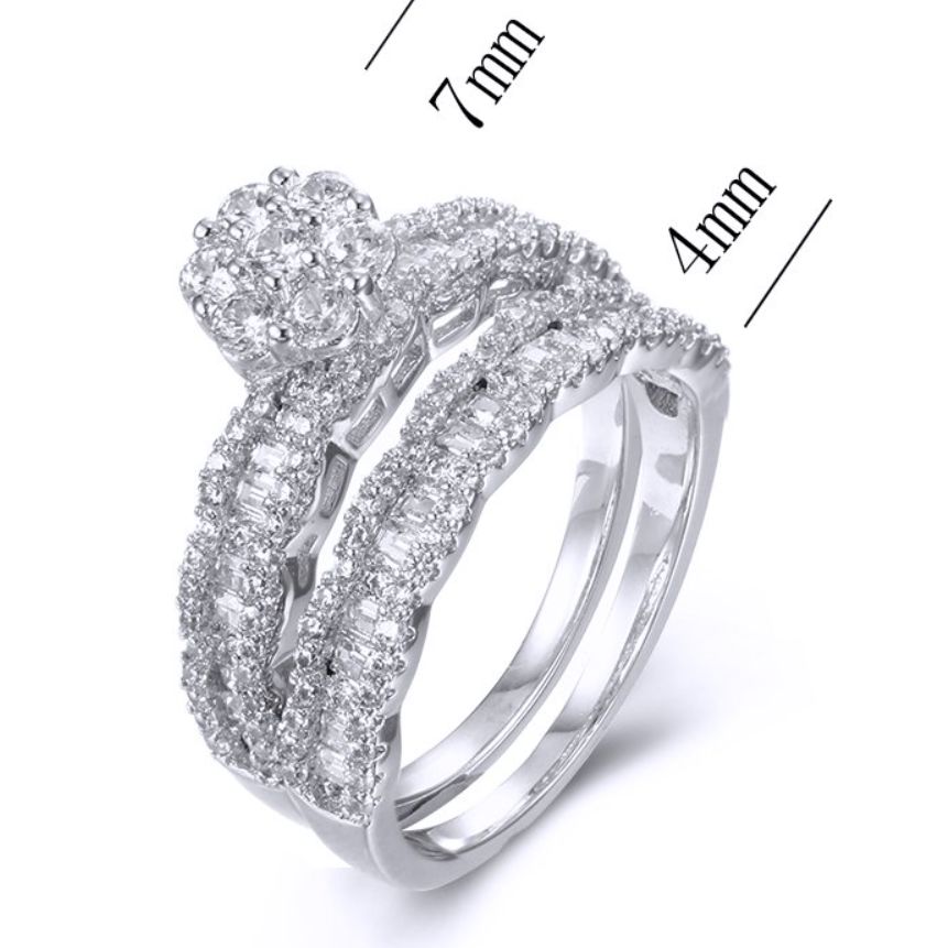 SJ37702, Ladies' Moissanite Ring, S925, Rhodium Plated, White, 5.05g