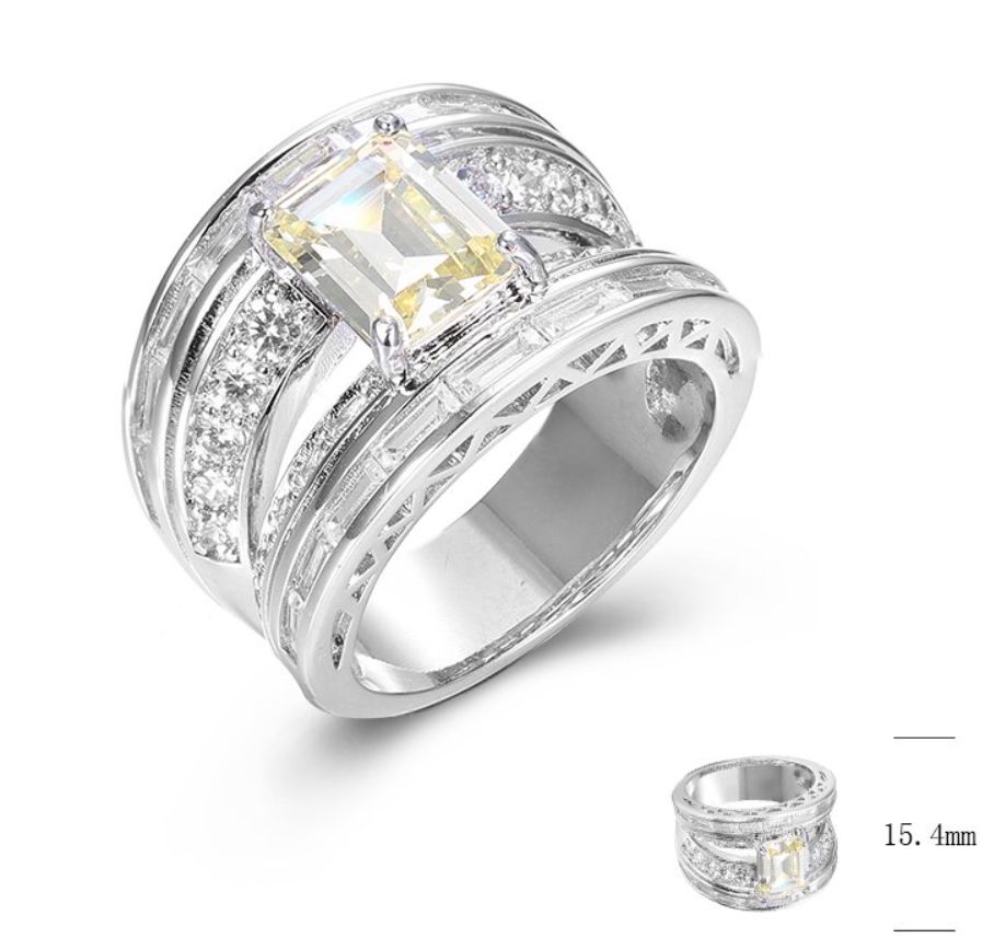 SJ46846, Ladies' Moissanite Ring, S925, Rhodium Plated, White, 10.46g