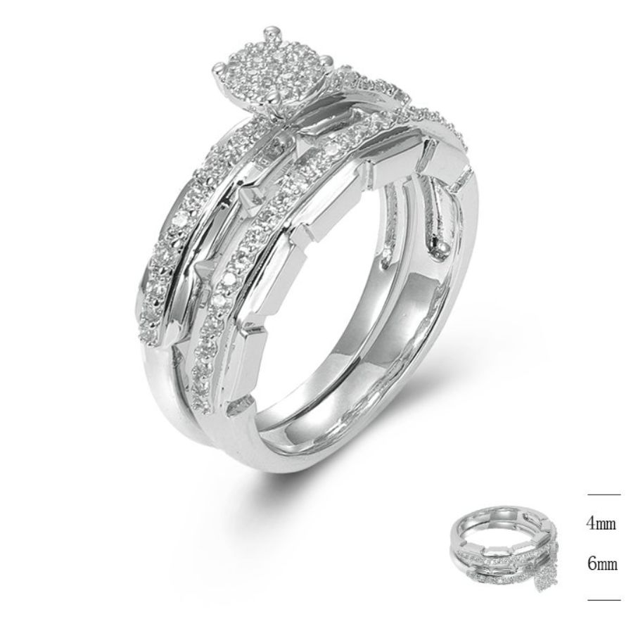 SJ44853, Ladies' Moissanite Ring, S925, Rhodium Plated, White, 5.4g