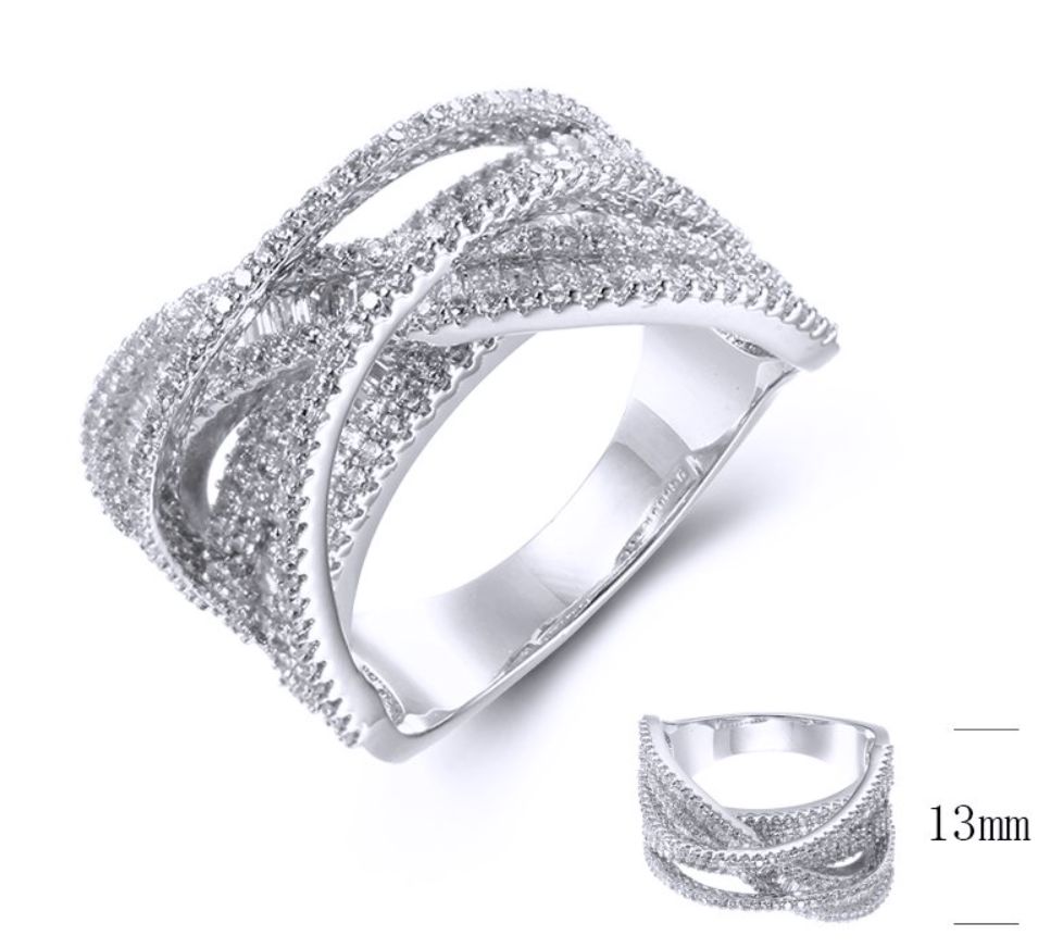 SJ38748, Ladies' Moissanite Ring, S925, Rhodium Plated, White, 7.97g