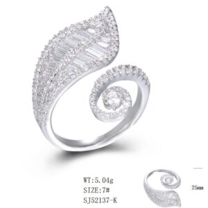SJ52137, Ladies' Moissanite Ring, S925, Rhodium Plated, White, 5.11g