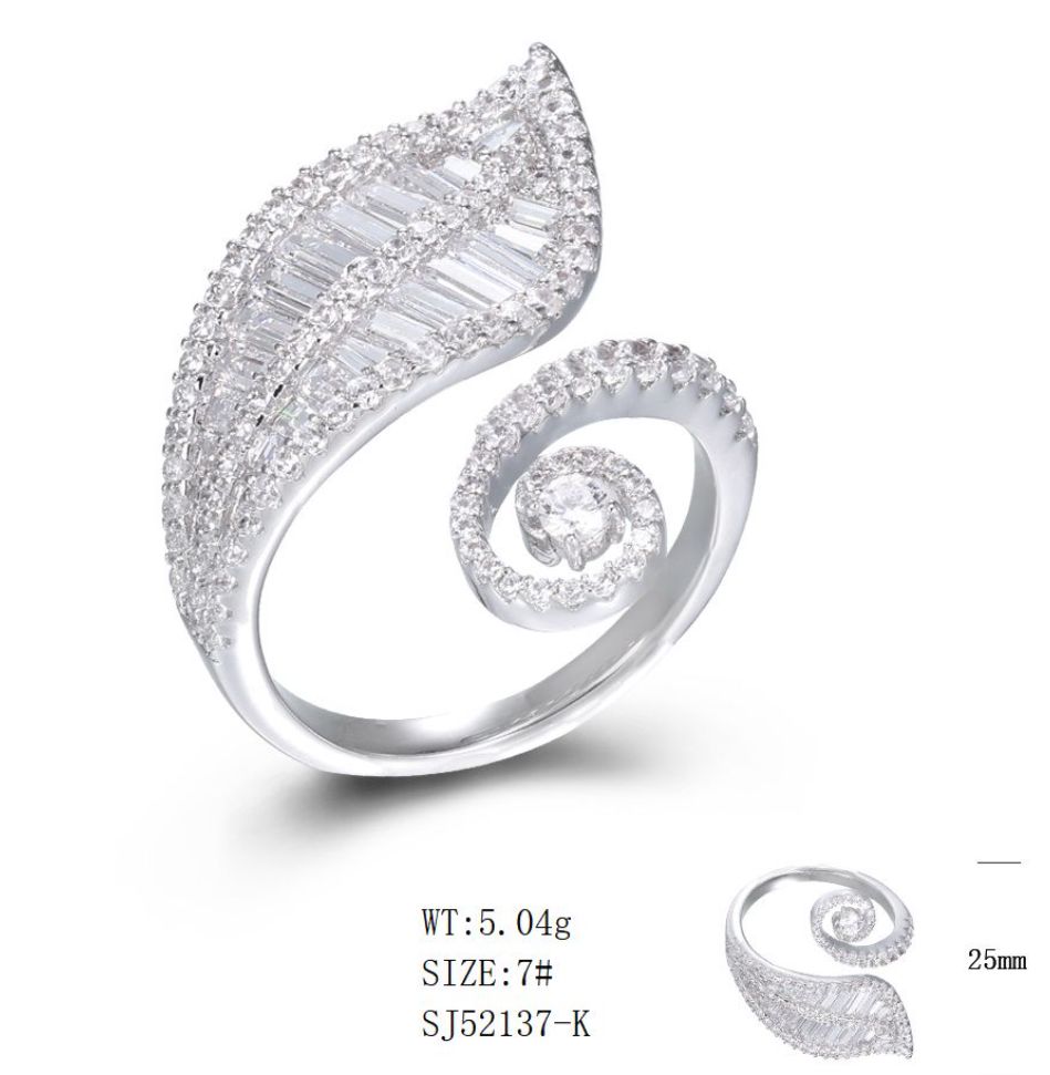 SJ52137, Ladies' Moissanite Ring, S925, Rhodium Plated, White, 5.11g