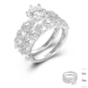 SJ45588, Ladies' Moissanite Ring, S925, Rhodium Plated, White, 5.29g