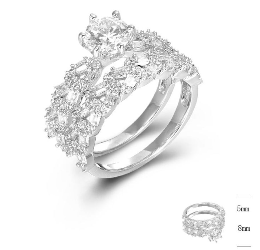 SJ45588, Ladies' Moissanite Ring, S925, Rhodium Plated, White, 5.29g
