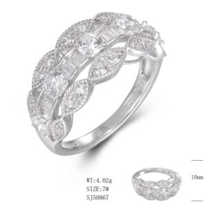 SJ50867, Ladies' Moissanite Ring, S925, Rhodium Plated, White, 4.13g