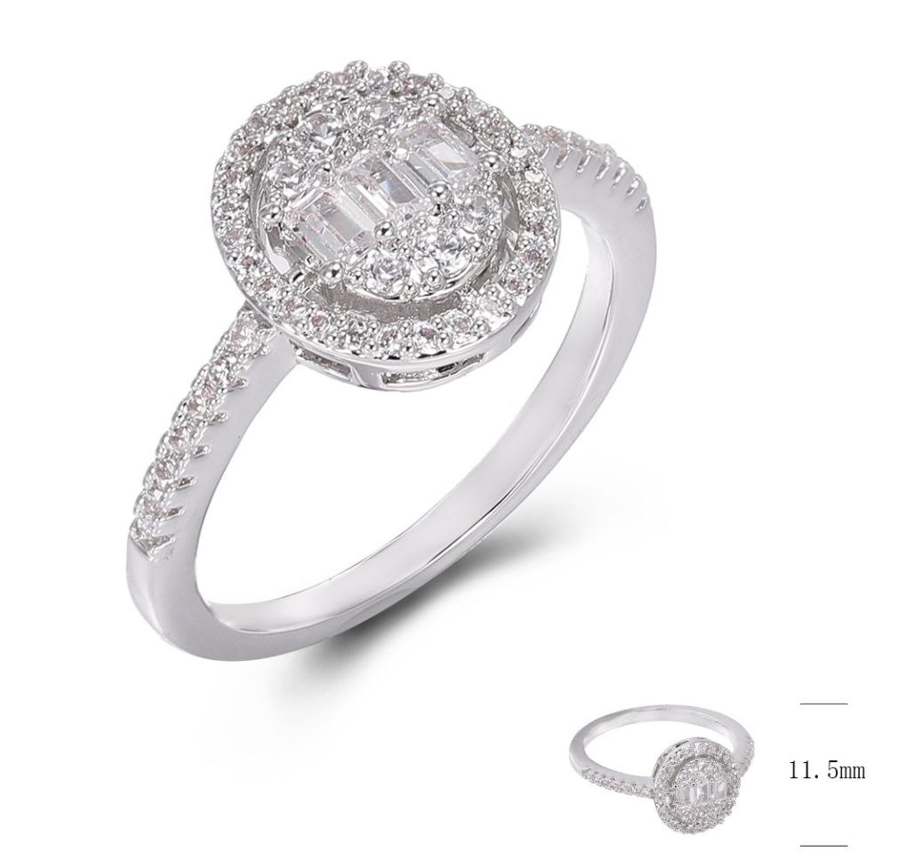 SJ48644, Ladies' Moissanite Ring, S925, Rhodium Plated, White, 2.62g