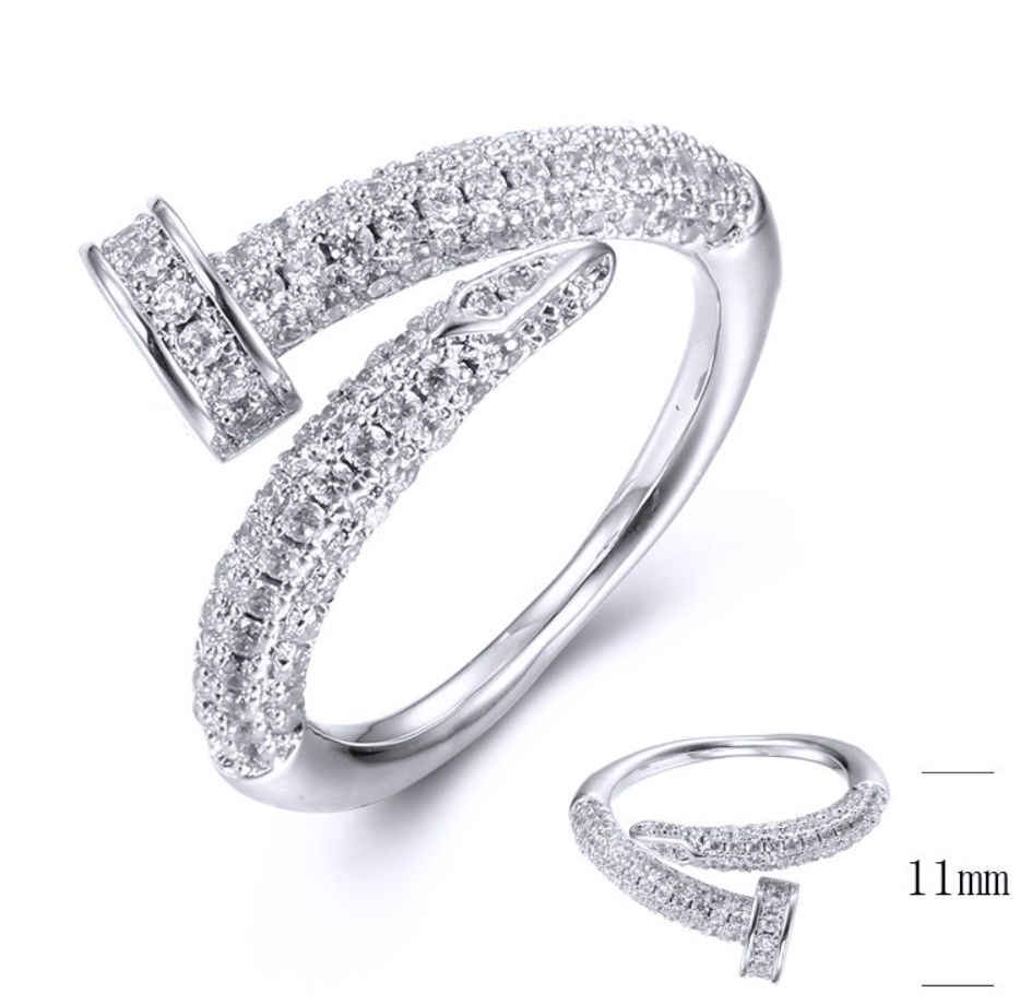 SJ39156, Ladies' Moissanite Ring, S925, Rhodium Plated, White, 4.75g