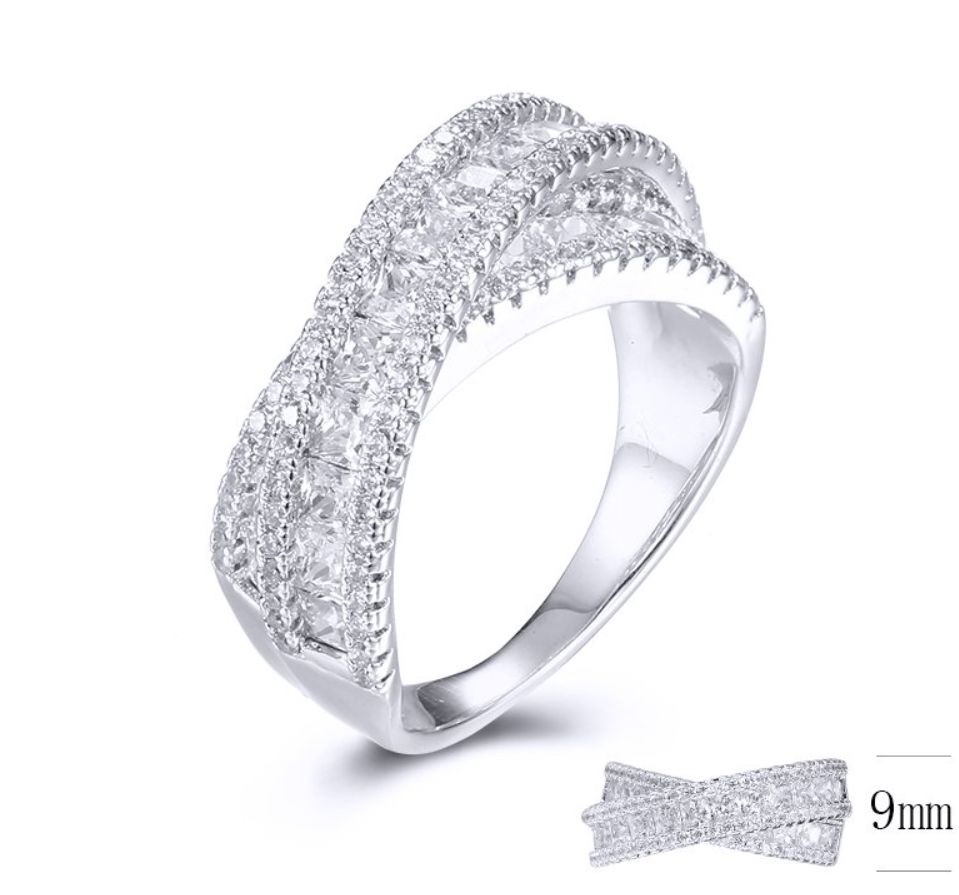 SJ27814, Ladies' Moissanite Ring, S925, Rhodium Plated, White, 5.96g