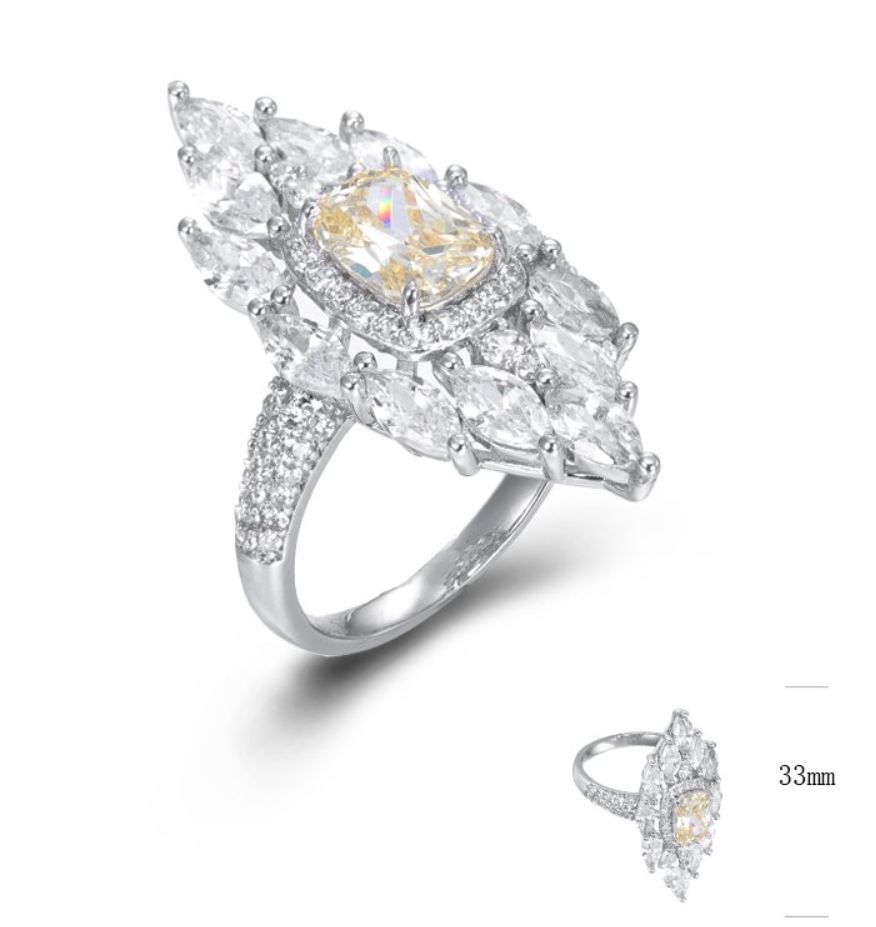 SJ44883, Ladies' Moissanite Ring, S925, Rhodium Plated, White, 5.8g