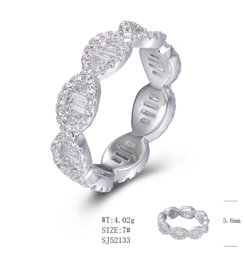 SJ52133, Ladies' Moissanite Ring, S925, Rhodium Plated, White, 4.03g