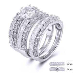 SJ33183, Ladies' Moissanite Ring, S925, Rhodium Plated, White, 9.44g