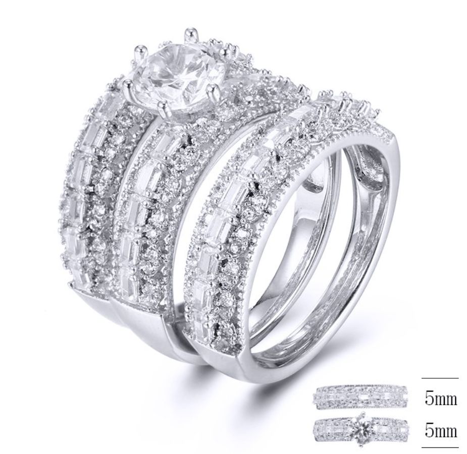 SJ33183, Ladies' Moissanite Ring, S925, Rhodium Plated, White, 9.44g