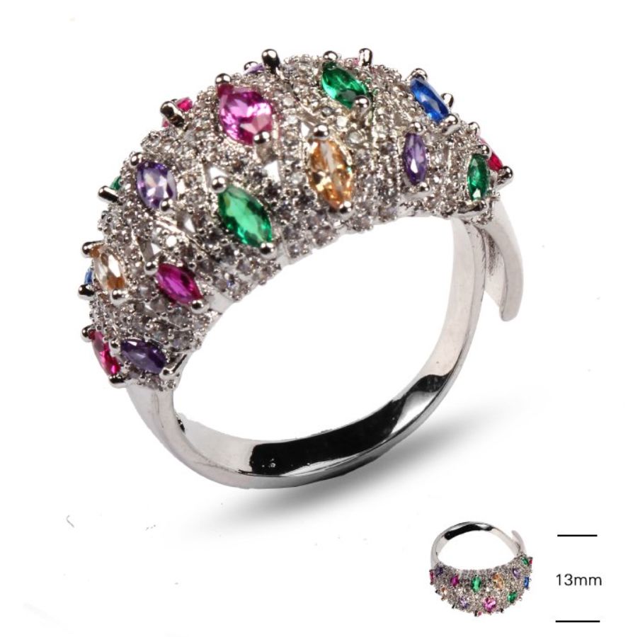 SJ38164, Ladies' Moissanite Ring, S925, Rhodium Plated, White, 4.87g