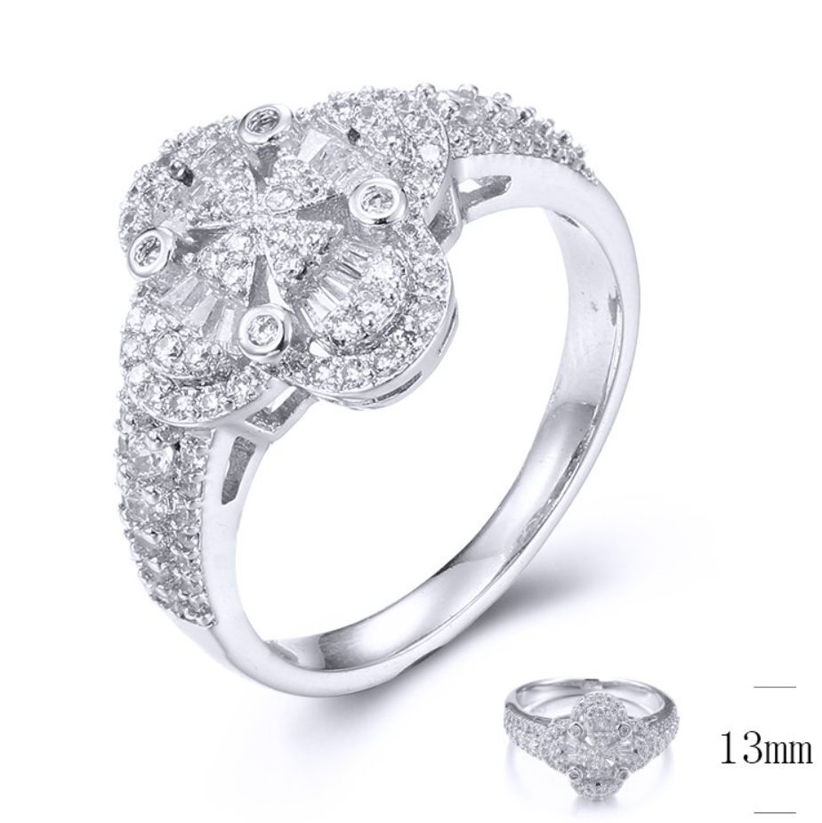 SJ33921, Ladies' Moissanite Ring, S925, Rhodium Plated, White, 3.6g
