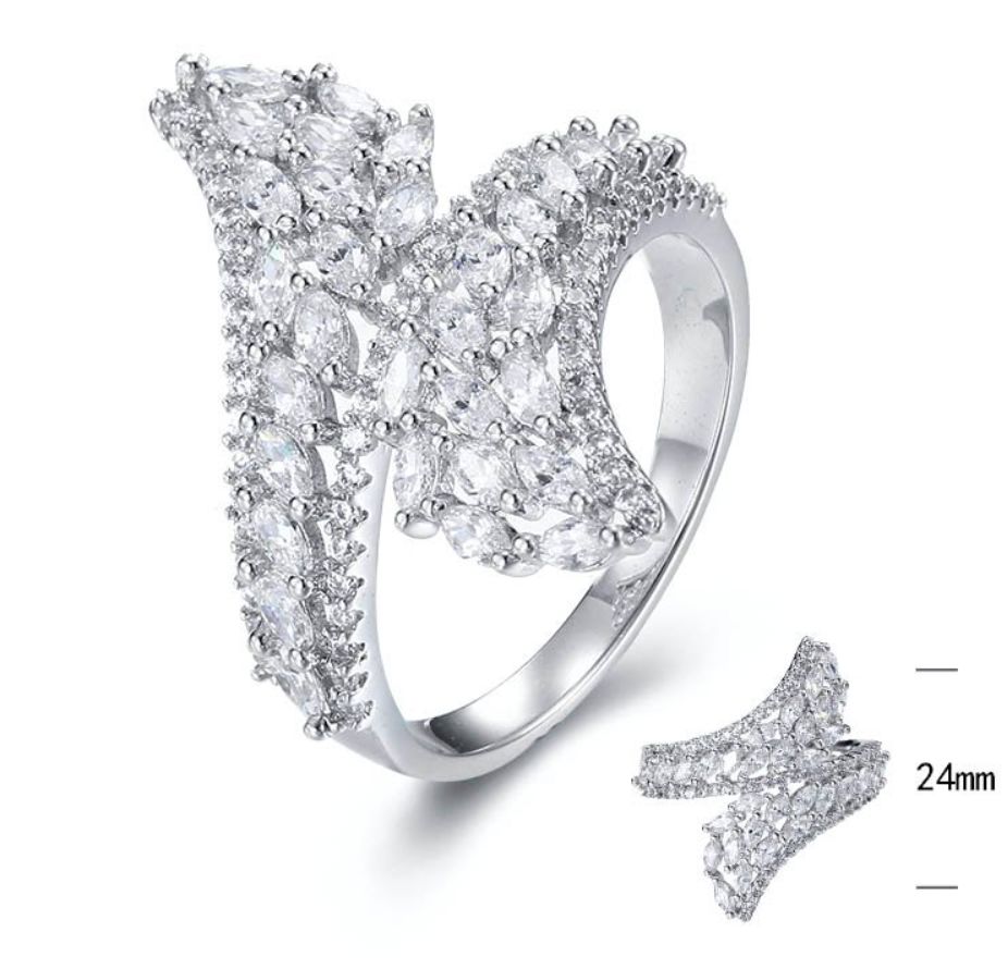SJ30349, Ladies' Moissanite Ring, S925, Rhodium Plated, White, 3.94g