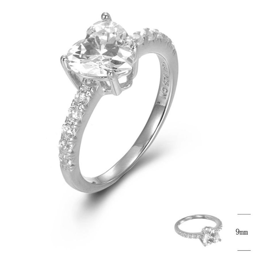 SJ45020, Ladies' Moissanite Ring, S925, Rhodium Plated, White, 2.92g