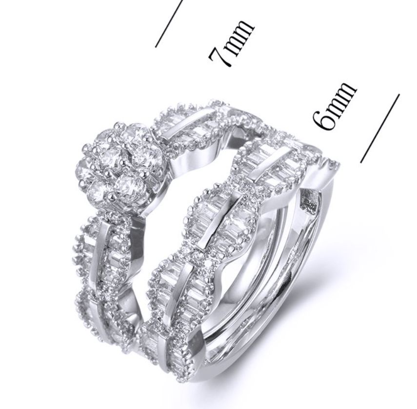 SJ37699, Ladies' Moissanite Ring, S925, Rhodium Plated, White, 6.55g
