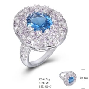 SJ51669, Ladies' Moissanite Ring, S925, Rhodium Plated, White, 6.8g