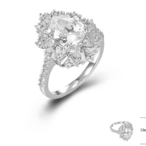 SJ43497, Ladies' Moissanite Ring, S925, Rhodium Plated, White, 4.67g