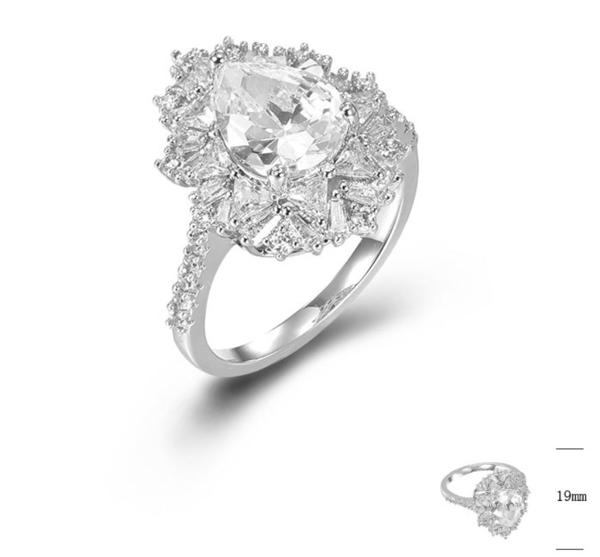 SJ43497, Ladies' Moissanite Ring, S925, Rhodium Plated, White, 4.67g
