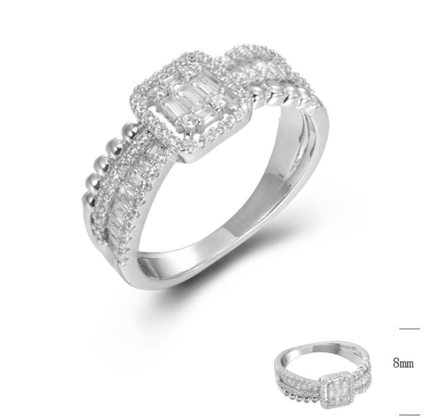 SJ45362, Ladies' Moissanite Ring, S925, Rhodium Plated, White, 3.76g