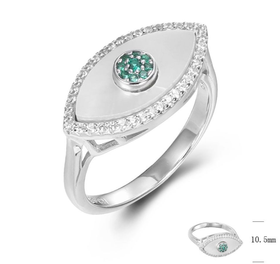 SJ47079-C, Ladies' Moissanite Ring, S925, Rhodium + Black Rhodium Plated, Silver, 3.78g