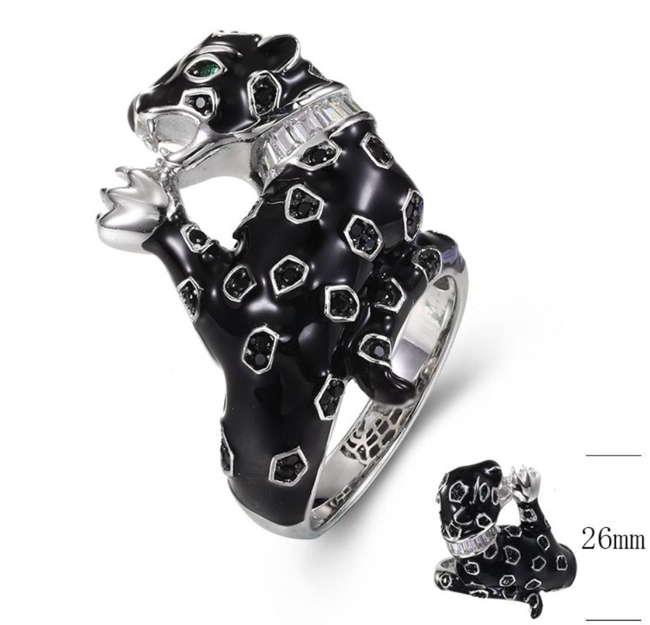 SJ35421-C, Ladies' Moissanite Ring, S925, Rhodium + Black Rhodium Plated, Silver, 7.86g