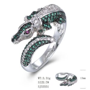 SJ53551-C, Ladies' Moissanite Ring, S925, Rhodium + Black Rhodium Plated, Silver, 3.51g
