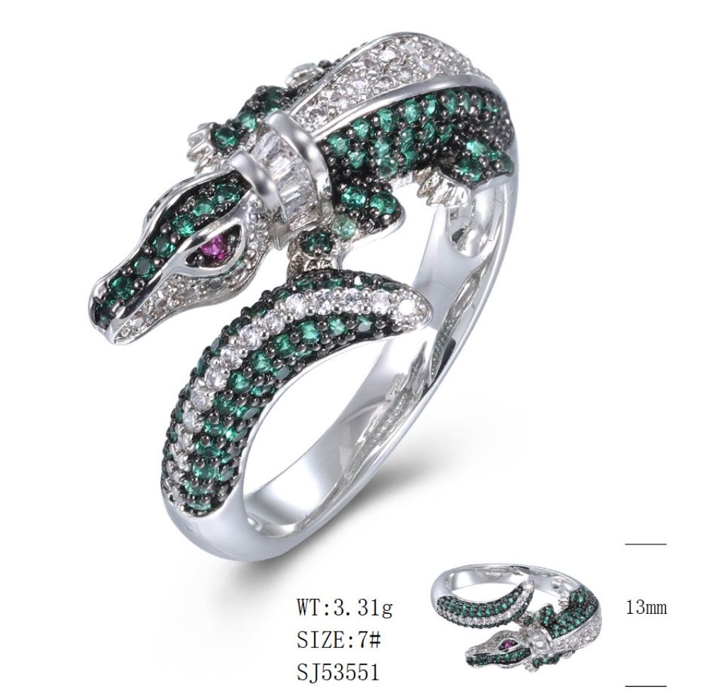 SJ53551-C, Ladies' Moissanite Ring, S925, Rhodium + Black Rhodium Plated, Silver, 3.51g