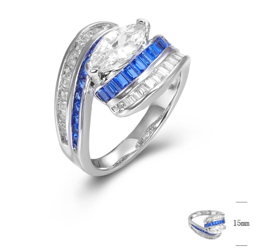 SJ44730, Ladies' Moissanite Ring, S925, Rhodium Plated, White, 4.74g
