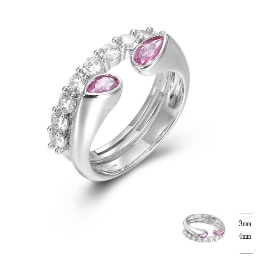 SJ01283, Ladies' Moissanite Ring, S925, Rhodium Plated, White, 4.41g