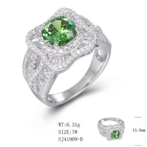 SJ41909, Ladies' Moissanite Ring, S925, Rhodium Plated, White, 7.08g