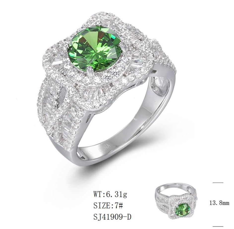 SJ41909, Ladies' Moissanite Ring, S925, Rhodium Plated, White, 7.08g