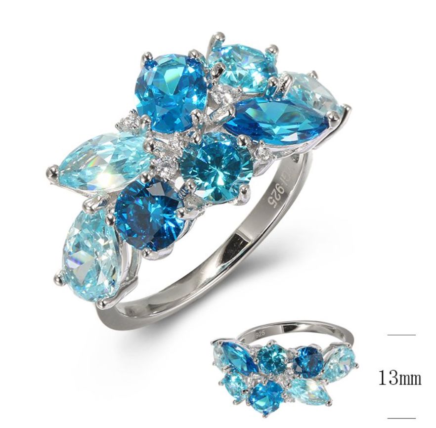 SJ41603, Ladies' Moissanite Ring, S925, Rhodium Plated, White, 4.1g