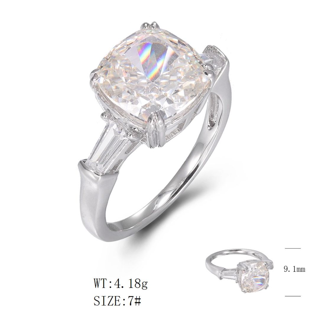 SJ22617, Ladies' Moissanite Ring, S925, Rhodium Plated, White, 4.4g