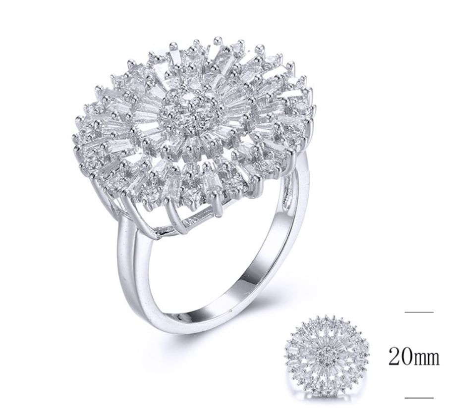 SJ30861, Ladies' Moissanite Ring, S925, Rhodium Plated, White, 4.56g