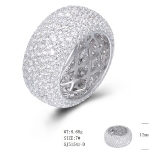 SJ51541, Ladies' Moissanite Ring, S925, Rhodium Plated, White, 9.13g