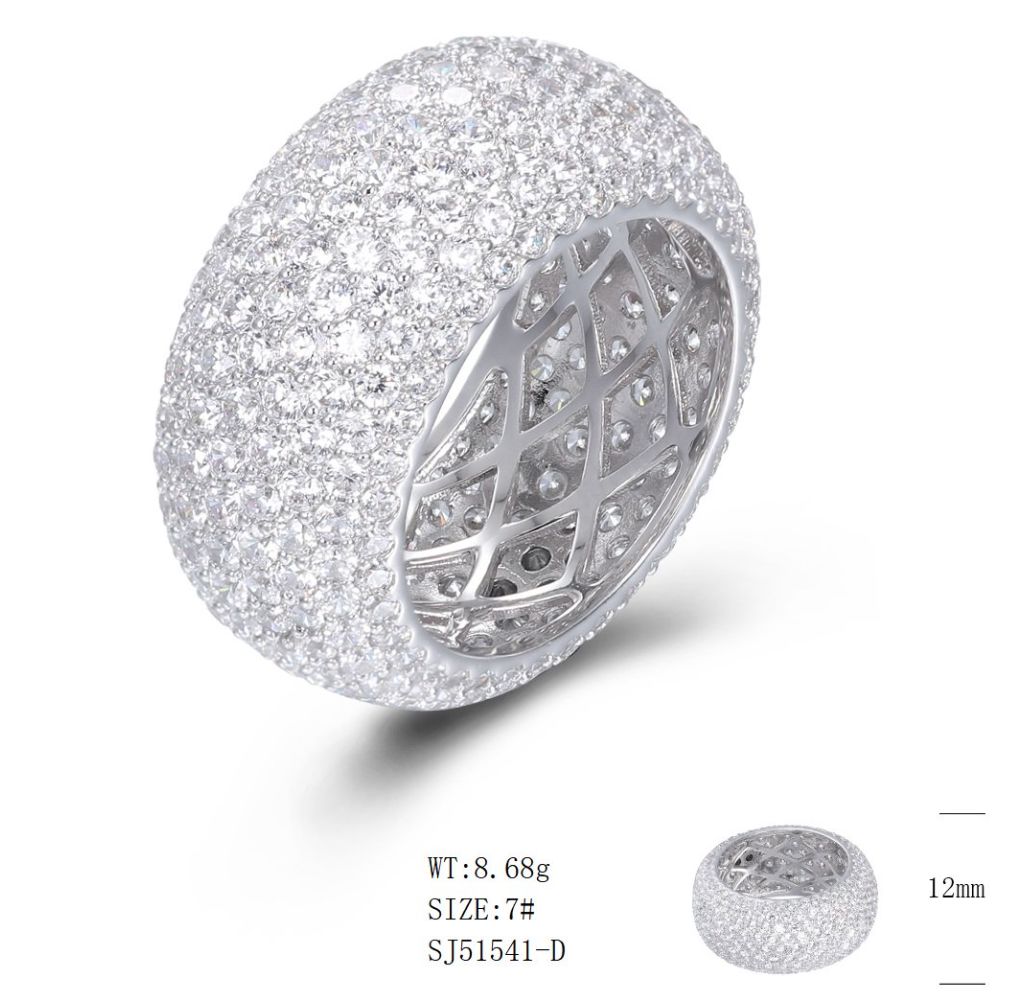 SJ51541, Ladies' Moissanite Ring, S925, Rhodium Plated, White, 9.13g