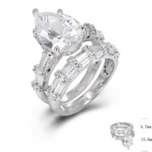 SJ39440, Ladies' Moissanite Ring, S925, Rhodium Plated, White, 8.5g